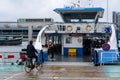 People going into a GVB ferryboat