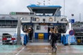 People going into a GVB ferryboat