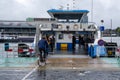 People going into a GVB ferryboat