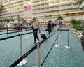 People going through Orlando International Airport MCO TSA security in masks on a slow day due to the coronavirus