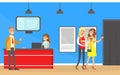 People Going to the Cinema, Visitors Buying Cinema Tickets at Service Ticket Counter Cartoon Vector Illustration Royalty Free Stock Photo