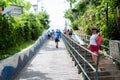 People going up and down the stairs of the entrance to Morro de Sao Paulo Royalty Free Stock Photo