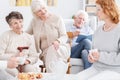 Older women having nice conversation Royalty Free Stock Photo