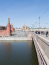 People in the Greater Moscow River bridge Royalty Free Stock Photo