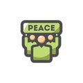 People with green banner Peace Vector icon Cartoon illustration