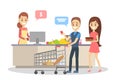 People standing at the cashier Royalty Free Stock Photo
