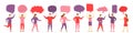 People Group Chat. Group characters with communication bubbles. Teamwork. Message. Dialog speech bubbles.