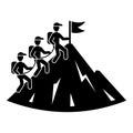 People group hiking icon, simple style