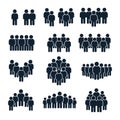 People group icon. Business person, team management and socializing persons silhouette icons vector set Royalty Free Stock Photo