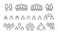 People group line icons. Persons group avatar and user profile signs. Isolated couples and families. Member identity and