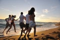 People group running on the beach Royalty Free Stock Photo