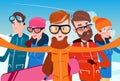 People Group With Ski Snowboard Take Selfie Photo Winter Activity Sport Vacation Royalty Free Stock Photo