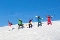 People Group With Snowboard And Ski Resort Snow Winter Mountain Cheerful Friends Royalty Free Stock Photo