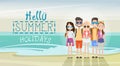 People Group On Summer Beach Vacation Concept Seaside Tropical Holiday Banner Royalty Free Stock Photo