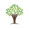 People group tree logo with leaves, trunk and hands