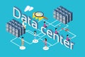 People Group Using Gadgets Database Server Search Data Center 3d Isometric Design