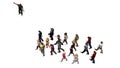 People - a group of women and men following the direction of a man - top view - on white background Royalty Free Stock Photo