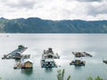 Floating Fish Cages Farming in the Lut Tawar Lake, Takengon, Ace Royalty Free Stock Photo