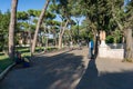 People on gyro scooters, segways in Parco del Colle Oppio park in Rome