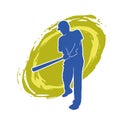 Silhouette of a male baseball batter player in action pose. Royalty Free Stock Photo
