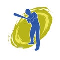 Silhouette of a male baseball batter player in action pose. Royalty Free Stock Photo