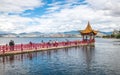 People at Haixin pavilion on Erhai lake in Dali Yunnan China Royalty Free Stock Photo