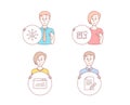 Networking, Product knowledge and Website statistics icons. Article sign. Vector