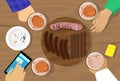 People Hand Group Beer Glasses Plate With Sausages Bar Table