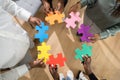 People Hand Holding Colorful Puzzle Royalty Free Stock Photo