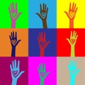 People hand like heart united seamless background.