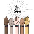 People hand to peace worldwide liberation