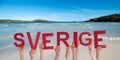 People Hands Building Word Sverige Means Sweden, Ocean And Sea Royalty Free Stock Photo