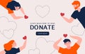 People Hands with hearts for charity donation. social care and charity concept. Volunteering illustration. perfect for banner