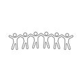 People hands holding hands line icon, round dance, people uniting. Vector