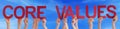 People Hands Holding Red Straight Word Core Values Blue Sky Royalty Free Stock Photo