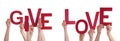 People Hands Holding Red Word Give Love Royalty Free Stock Photo