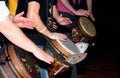 People hands playing on the ethnic drums Royalty Free Stock Photo