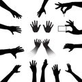 People Hands Silhouettes Set Royalty Free Stock Photo