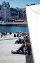 People hanging around in Opera house in Oslo Royalty Free Stock Photo