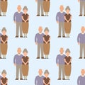 People happy senior love couple seamless pattern relationship characters lifestyle vector illustration relaxed friends.