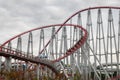 People have fan at the loops of a scaring roller coaster in Japan