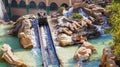 People have fun on the "Chiapas" water ride in the "Mexico" themed area at the "Phantasialand"