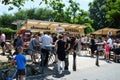 People have a snack at the Street Food Festival in central park Cluj. Royalty Free Stock Photo