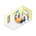 People having business meeting. Vector illustration decorative background design