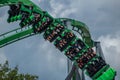 People having fun amazing The Incredible Hulk rollercoaster , during vacation summer at Island of Adventure 7