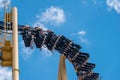 People having fun amazing Montu rollercoaster at Busch Gardens 2 Royalty Free Stock Photo