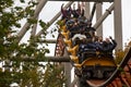 People having fun amazing roller coaster during vacation Royalty Free Stock Photo