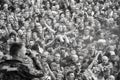 People having fun at a concert during the 23rd Woodstock Festival Poland.