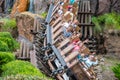 People having fun Expedition Everest rollercoaster during vacation summer, at Animal Kingdom 196