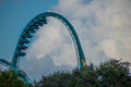 People having fun loop in amazing Kraken rollercoaster at Seaworld 65 Royalty Free Stock Photo